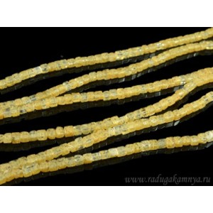 Бусины из цитрина искусственного кубик 4мм, 43см, 92 бусины Бусины из цитрина искусственного кубик 4мм, 43см, 92 бусины