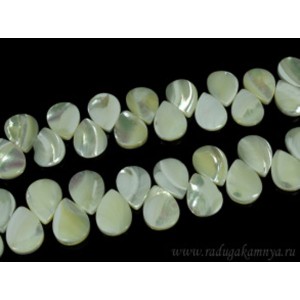 Бусины из перламутра капля 13*18мм облепиха 37,5см, 44 бусины.