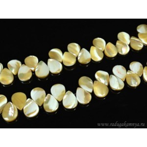 Бусины из перламутра капля 13*18мм облепиха 38см, 42 бусины