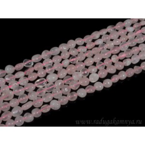Нитка РОЗОВЫЙ КВАРЦ, овалы 5-10мм