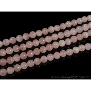 Бусины из розового кварца шарик 9мм, 38см, 42 бусины