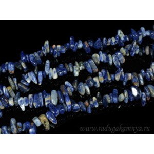 Бусины из содалита рожки, 39см, 80 бусин