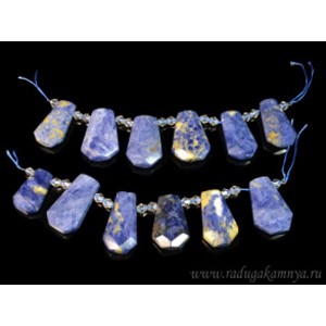 Бусины из содалита трапеция 17*29мм, 12см, сет 6 бусин