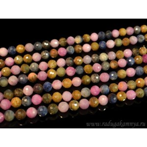 Бусины из сапфира мульти шарик гр.8мм, 38,5см, 46 бусин