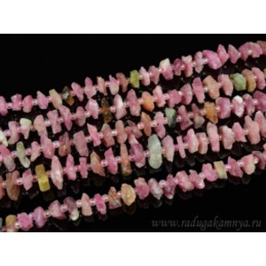 Бусины из турмалина крошка 2*10мм, 38см, 73 бусины