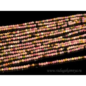Бусины из турмалина шарик гр.2мм, 37см, 204 бусины