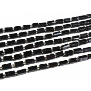 Бусины из турмалина шерл цилиндр с гранями 6*10мм, 40см, 28 бусин