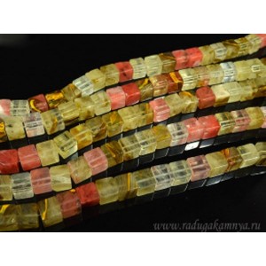 Бусины из халцедона искусственного кубик 11-12мм, 38,5см, 31 бусина