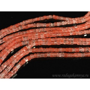 Бусины из халцедона искусственного кубик 4мм, 38см, 82 бусины