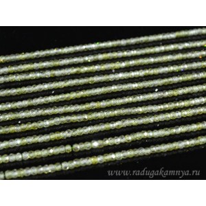 Бусины из фианита кукуруза гр.3мм, цвет фисташковый, 37,5см, 166 бусин