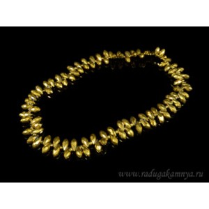 Бусины из циркона капля 12*6мм цвет золотистый, 41см, 97 бусин