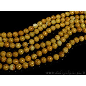 Нитка яшма бежевая шарик 8мм, 38см, 45 бусин