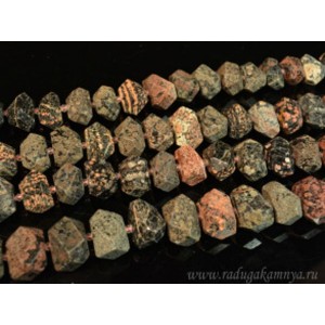 Бусины из яшмы коралловой галтовка с гранями 23*15мм, 38см, 22 бусин