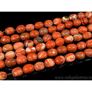Бусины из яшмы красной галтовка 13*17мм, 38,5см, 22 бусины