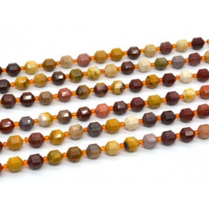 Бусины из яшмы мукаит шарик с гранями 7-8мм, 38см, 35 бусин