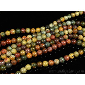 Бусины из яшмы пикассо шарик 8-9мм, 38см, 46 бусин Бусины из яшмы пикассо шарик 8-9мм, 38см, 46 бусин