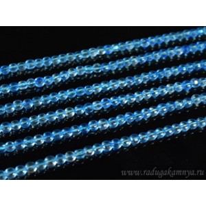 Бусины из хрусталя тонированного круг гр.4мм цвет голубой, 38см, 106 бусин