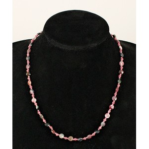 Бусы из турмалина 48см, розовый (шарик 3мм) и разноцветный (круг 6мм), огранка, через бисер