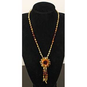 Колье янтарь "Роза"