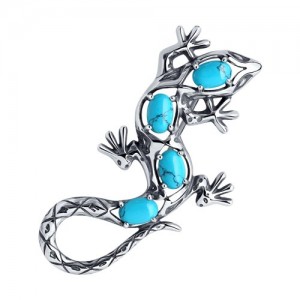 C925 Брошь 4,24г бирюза (имитация) синт. чернение
