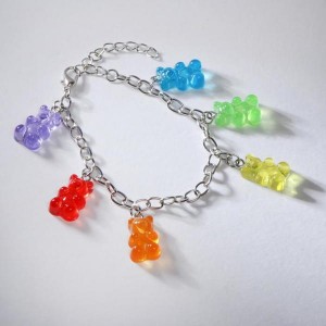 Браслет "Мармеладные мишки", цветной, цвет серебристый