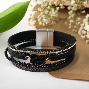 Браслет "На магните" нэйчурал, цвет бело-чёрный, цвет золотистый