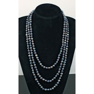 Бусы 185-190см из жемчуга III шарик 6-7мм черный