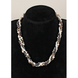 Бусы из жемчуга барокко, жгут 3 нити, цвет черный, белый, микс