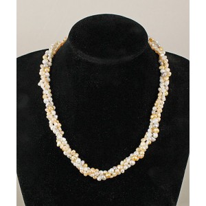 Бусы из жемчуга барокко, жгут 3 нити, цвет белый, кремовый, микс