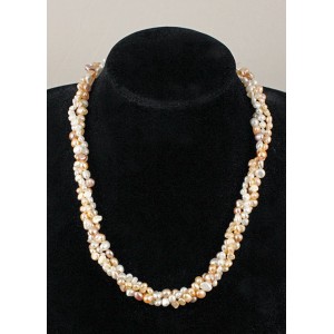 Бусы из жемчуга барокко, жгут 3 нити, цвет белый, кремовый, микс