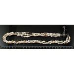 Бусы из жемчуга барокко с листиками серебристыми из перламутра, жгут 3 нити, цвет белый, кремовый, микс