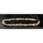 Бусы из жемчуга барокко с листиками белыми из перламутра, жгут 3 нити, цвет белый, кремовый, микс