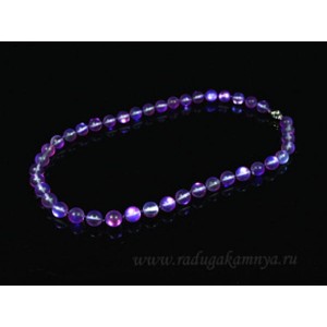 Бусы из опала (имитация) шарик 10мм матовый фиолетовый, 50см