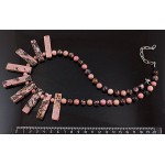 Колье из родонита "лучики", 50см, прямоугольники 4-5см, шарик 8 и 6 мм