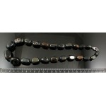 Колье из соколиного глаза, кубик заоваленный по возрастающей,50см