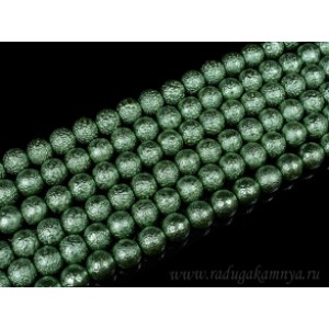 Бусины акриловые шарик тисненый 10мм цвет изумрудный, 40см, 42 бусины