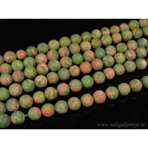 Бусины унакит шарик 12мм неполированный, 38,5см, 31 бусина