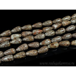 Нитка ЯШМА ПЕСТРАЯ капля круглая 18мм