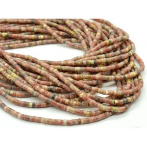 Бусины яшма зелено-розовая диски 4мм, 38см, 164 бусины