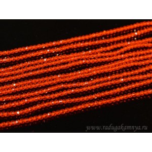 Бусины из шпинели шарик гр.2мм цвет оранжевый яркий, 36,5см, 192 бусины