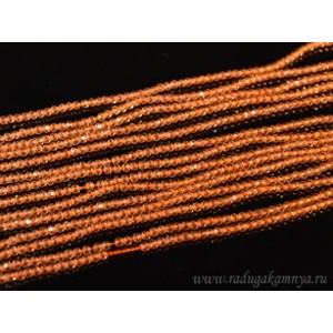 Бусины из шпинели шарик гр.2мм цвет персиковый, 36,5см, 195 бусин