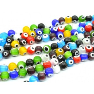 Бусины от сглаза из муранского стекла шарик 10мм цвет ассорти, 37см, 37бусин
