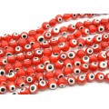 Бусины от сглаза из муранского стекла шарик 10мм цвет красный, 34см, 34 бусины