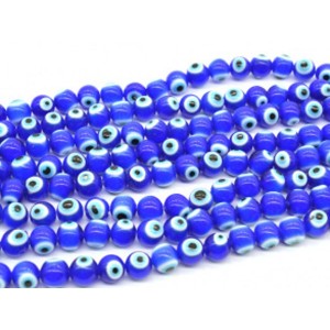 Бусины от сглаза из муранского стекла шарик 10мм цвет синий, 33,5см, 34 бусины Бусины от сглаза из муранского стекла шарик 10мм цвет синий, 33,5см, 34 бусины