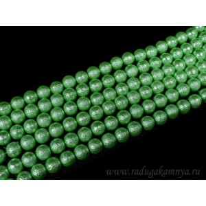 Бусины акриловые шарик тисненый 10мм цвет мятный, 40см, 42 бусины
