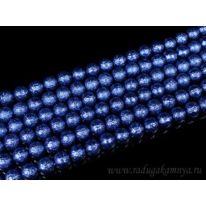 Бусины акриловые шарик тисненый 10мм цвет синий, 40см, 42 бусины