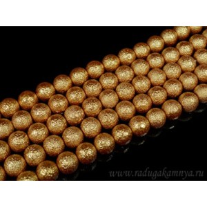 Бусины акриловые шарик тисненый 12мм цвет бронзовый, 40см, 34 бусины