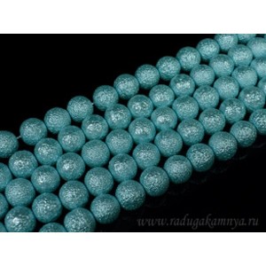 Бусины акриловые шарик тисненый 12мм цвет голубой, 40см, 34 бусины