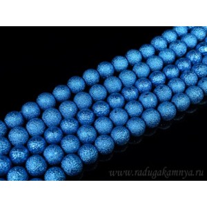 Бусины акриловые шарик тисненый 12мм цвет лазурный, 40см, 34 бусины