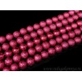 Бусины акриловые шарик тисненый 12мм цвет малиновый, 40см, 34 бусины